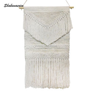 Tapiz de pared hecho a mano de algodón con cordón, accesorios decorativos para el hogar - Product Image 1