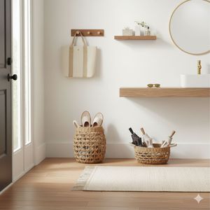 Juego de 2 Cestas Ovaladas Redondas de Fibra de Corteza de Árbol de Plátano, Artesanía - Product Image 4