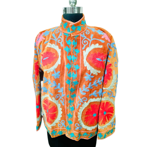 jacketLadies Suzani Reversible Autumn Winter Cotton Velvet Bomber <b>Jacket</b> Full Sleeve <b>Mandarin</b> <b>Collar</b> Quilted Custom Logo XL Size - Product Image 1