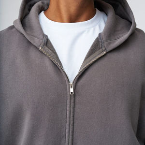 Sweat-shirts à capuche décontractés surdimensionnés en molleton français 100% coton de haute qualité, tendance, personnalisés pour hommes, épais, GSM lourd, fermeture éclair, uni, printemps - Product Image 5