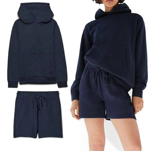 Ensemble short et sweat à capuche oversize pour femme, coupe droite, tissu respirant, confort décontracté pour l'été - Product Image 2