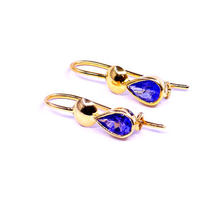 Boucles d'oreilles en or 14K pour femme, bijoux en pierre de Tanzanite, faits à la main, uniques et à la mode - Product Image 3