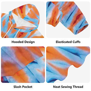 Venta al por mayor personalizado pulóver con capucha 100% algodón de manga larga naranja Tie Dye transpirable esencial para hombres mujeres cuello con capucha invierno - Product Image 6