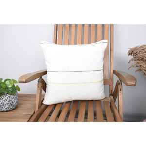 Beige Wool <b>18x18</b> Inch Luxury Vintage Print Pillow Farmhouse Rustic Accent Woven Patchwork Style Non-Slip Eco-Friendly Removable - Product Image 1