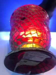 Portavelas de luz de té rojo rubí mosaico con 5/8 azulejos adjuntos - Product Image 4