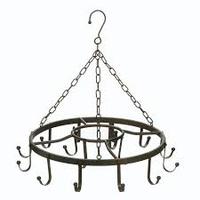 Support de suspension rond pour pot en métal avec revêtement en poudre argentée, design moderne, type crochet Tycon