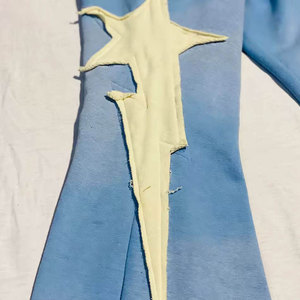 Chándal transpirable de invierno de lana de algodón personalizado, chándal con cremallera, Sudadera con capucha, apliques desgastados, conjunto de pantalones de chándal Acampanados para hombres - Product Image 6