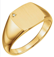 Bague signet homme avec logos personnalisés, plaqué or 18 carats, acier inoxydable