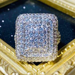 Men's Luxury 10K 18K Gold Hip Hop <b>Ring</b> Trendy Ice VVS Lab Grown Full Diamond for Weddings Anniversaries Rounded Alphabet <b>Costume</b> - Product Image 3