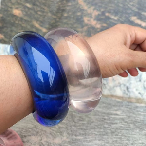 WITHSTAND Bijoux Résine Acrylique Bracelet Bracelet Exagéré Éblouissant Multicolore Large Irrégulier Carré Acrylique Bracelets pour - Product Image 1