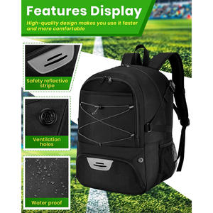 Mochila de fútbol duradera con bolsillo de bola con logotipo personalizado y características de marca para equipos atletas o promociones de clubes - Product Image 4