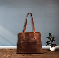 Grand sac à main en cuir véritable marron fourre-tout sac à bandoulière Logo personnalisé imperméable toutes saisons-pour les occasions simples été hiver