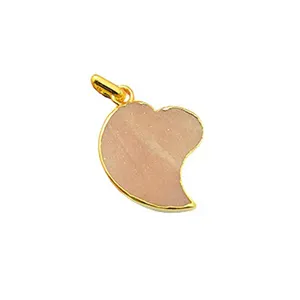 Peach Moonstone Heart Shape Pendant Copper Gold Electroplated Necklace Making Gemstone Charm Accessories Wholesaler Manufacturer