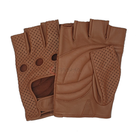 Gants au poignet en cuir véritable pour hommes, gants demi-doigts classiques, confortables et chauds pour l'hiver, vente en gros