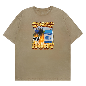 T-shirt grafica divertente da latte "il latte mi fa male la pancia" intollerante al lattosio - Product Image 2