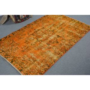 Tapis turc vintage grande surface 3.7 X 6.1ft Rectangle Patchwork Design Orange vert laine matériau latex support pour couloir chambre - Product Image 2