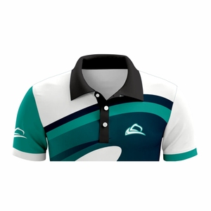 Chemises pour hommes personnalisées en gros, tissu tricoté, séchage rapide, manches courtes - Product Image 3