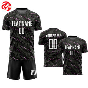 Best Design Men's Soccer Uniform Black Team Jersey with Automated Cutting 100% Polyester Quick Dry Customizable for Adults - Product Image 6