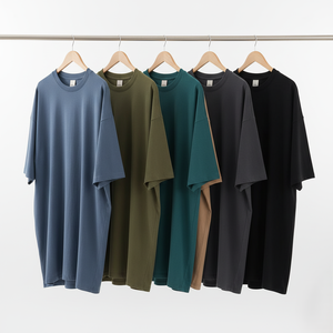 T-shirt surdimensionné à col rond avec logo personnalisé sur le devant unisexe 100% coton Style Hip Hop 250 grammes impression numérique conception vierge - Product Image 1