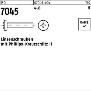 <b>Flat</b> Head <b>Screws</b> ISO 7045 PH M4x10-H 4.8 2000 Pieces Per Pack - Product Image 1