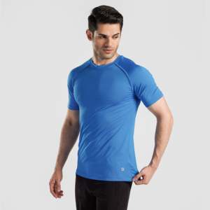 T-shirts imprimés GA Power Tee Electric Blue Slim Fit 100% coton biologique 200 grammes Motif uni Tissu tricoté compressé - Product Image 3