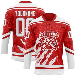 Jersey de Hockey sobre Hielo Profesional 100% Poliéster con Cuello de Encaje, Antibacteriano, de Secado Rápido, con Nombres de Equipos/Jugadores Personalizados - Product Image 2