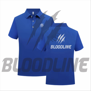Chemise à manches courtes pour homme Bloodline, couleur unie, tricotée, respirante, séchage rapide, coupe classique, logo frontal, rose, coton - Product Image 5