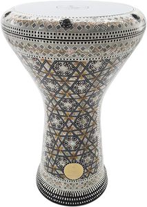 Gawharet El Fan, Árabesque Geométrico Plateado Hecho a Mano de 17.5 Pulgadas para Doumbek Egipcio y Darbuka con Sonido Potente - Product Image 6
