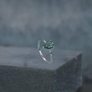 Bague en agate de mousse de poire faite à la main, argent sterling 925, bijoux bohèmes, bague en pierre précieuse unique, cadeau élégant pour femmes - Product Image 2