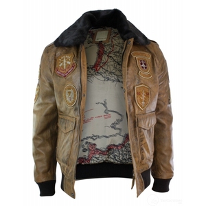 Chaqueta Bomber de piel de oveja auténtica para hombre, chaqueta de cuero para motocicleta, multicolor - Product Image 4