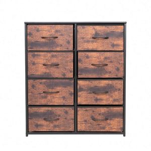 Commode industrielle à 8 tiroirs, structure en acier inoxydable, coffre de rangement en tissu, meubles de chambre à coucher - Product Image 1