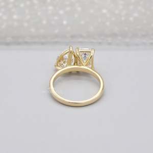 IGI Certified Emerald and Pear Cut Engagement <b>Ring</b> with Toi Et Moi <b>Diamond</b> <b>Rings</b> - Product Image 5