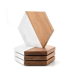 Sous-verres en bois d'acacia marbré classique, faits à la main, réutilisables, écologiques, personnalisables, style campagnard, pour la maison - Product Image 1