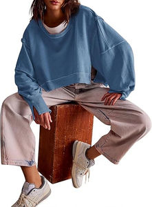 เสื้อสเวตเชิ้ตผู้หญิงทรงโอเวอร์ไซส์ แขนยาว คอวี ติดกระดุม สไตล์ลำลอง ทรงหลวม แฟชั่นฤดูใบไม้ร่วง รุ่นสั่งทำพิเศษสำหรับผู้หญิง ปี 2026 - Product Image 4