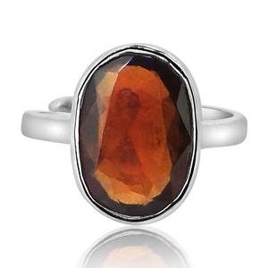 NOVAMART Fine Certified Natural Hessonite Garnet (Gomed) 3.25 12.25 Ratti <b>Ring</b> <b>Adjustable</b> Silver(925) BEZEL Setting Fine Astrolo - Product Image 1