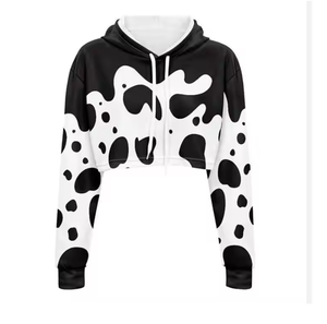 Top corto de moda para mujer, Sudadera con capucha, estampado sólido, ropa de calle informal con logotipo frontal, sudadera de invierno de longitud corta - Product Image 2