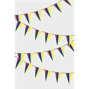 Guirlande de drapeaux triangulaires de la Colombie imprimés numériquement, fabriqués en polyester durable - Product Image 1