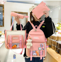 Ensemble de 5 sacs à dos scolaires en PVC faits à la main pour filles, motif carotte mignon, imprimé en typographie, ergonomique, réduisant la charge, coffret cadeau