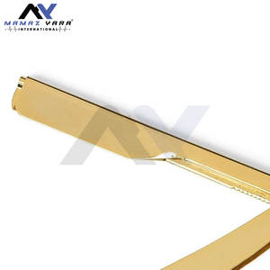 Navaja de Afeitar Profesional de Alta Calidad, Color Dorado, con Cartucho de Empuje, Mango Plegable de Acero Inoxidable, Navaja de Afeitar de Hoja Recta - Product Image 3