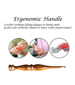 Juego de ganchos de ganchillo de palisandro ergonómico de 3mm, aguja de tejer personalizada portátil, tejido a mano de palisandro, Simple personalizado - Product Image 2