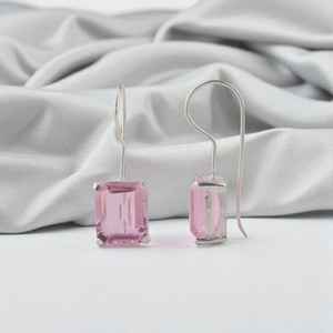 <b>Pink</b> Kunzite Earrings Gemstone 925 Sterling Silver Handmade Jewelry Birthday Gift For Women Elegant - Product Image 3