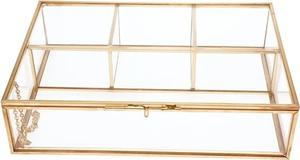 กล่องแก้วฝาปิดวินเทจสีทองสำหรับตกแต่งแสดงเครื่องประดับกล่องสี่เหลี่ยมใสขนาดใหญ่เฉพาะบุคคล - Product Image 4