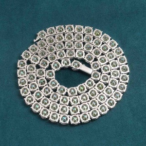 Cadena de Oro de 14K con Moissanita Azul de 6MM, Elegantes Collares - Product Image 2