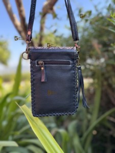 Women' Use Phone <b>Purse</b> Handbag Real Cowhide Fur Hand Tooled Carving <b>Leather</b> Fringe Bag <b>Small</b> Size Bags Pouch Designer Bag - Product Image 2