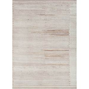 Alfombra Rectangular de Lana Afgana Tejida a Mano, Color Marfil, Modelo Re-1192, para Sala de Estar, Diseño Abstracto a Rayas, para Pasillo - Product Image 1