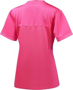 Camiseta Deportiva de Malla para Mujer, Rosa, Cuello en V, Manga Corta, Ligera, Antibacteriana, Bordada, de Poliéster - Product Image 2