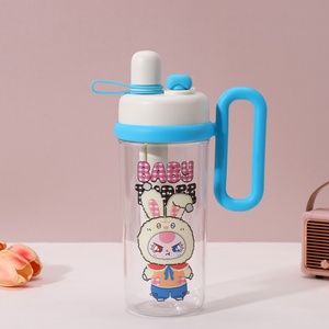 Cao-giá trị công suất lớn đôi-rơm drinkware phim hoạt hình di động cốc nhựa với dòng nước trực tiếp dễ thương thiết kế mới - Product Image 3