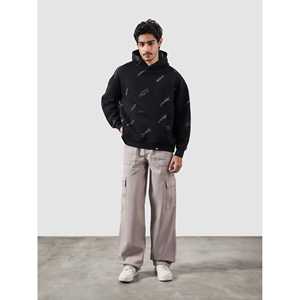 เสื้อฮู้ดดี้ลายกราฟิกแบบกำหนดเอง ผ้าเฟรนช์เทอร์รี่ฟอกสี พร้อมงานปัก 3 มิติ ดีไซน์ซิปแบบหนา - Product Image 5