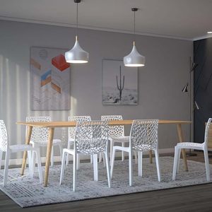 GRANDSOLEIL 6 sedie bianche in polipropilene con motivo a ragnatela braccioli traforati per uso esterno e interno - Product Image 3