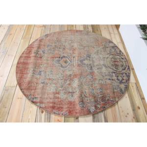 Tapis turc, tapis rond de 4,9x4,9 pieds, tapis rouge à motifs floraux - Product Image 3